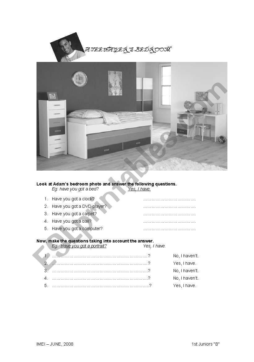 a teenagers room worksheet