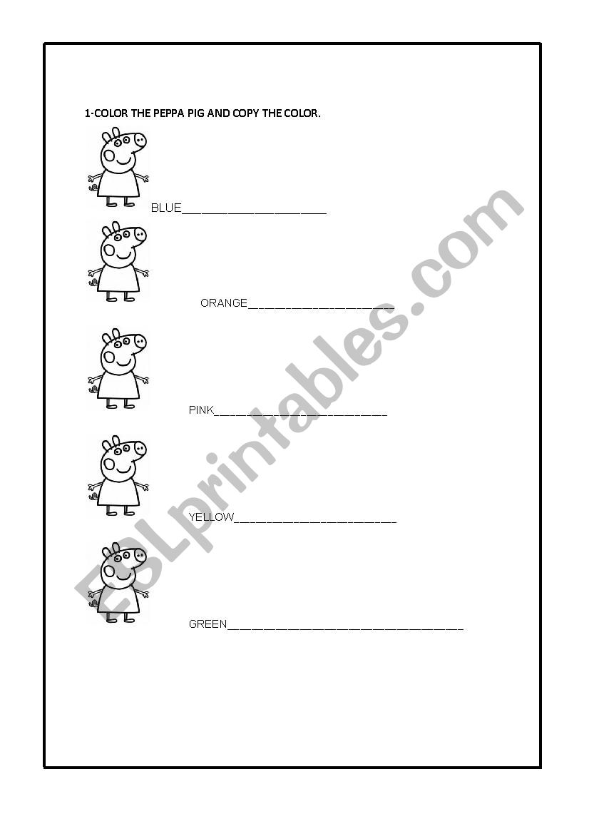 Peppa Pig Colors worksheet