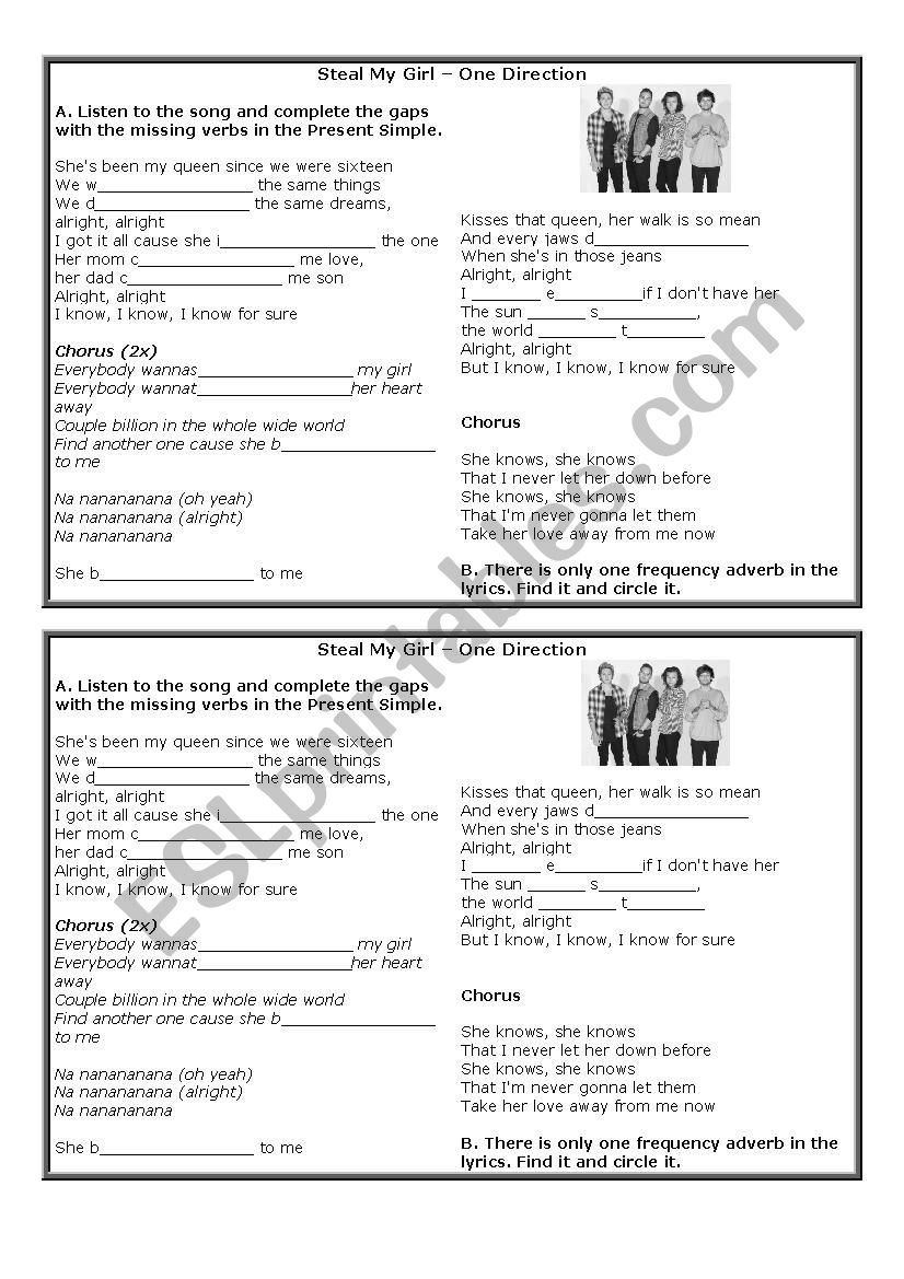 Present Simple Song worksheet