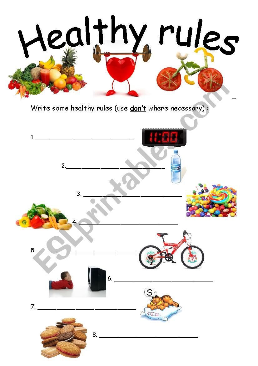 Healthy rules worksheet