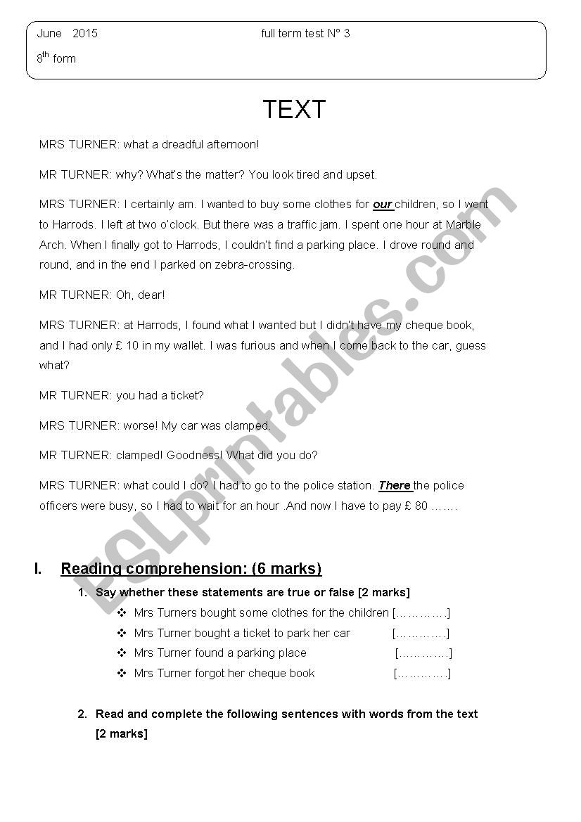 full term test N3  8 th form 