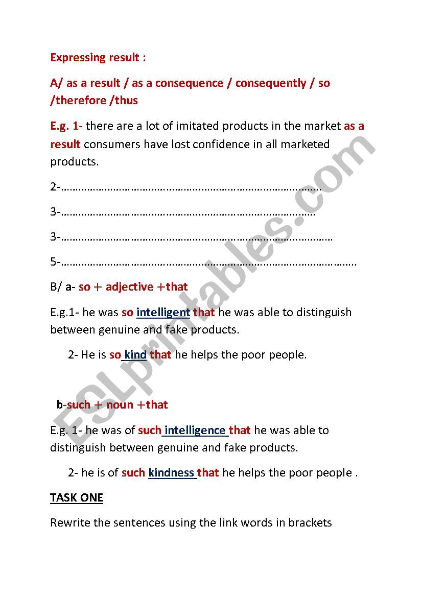 expressing result  worksheet