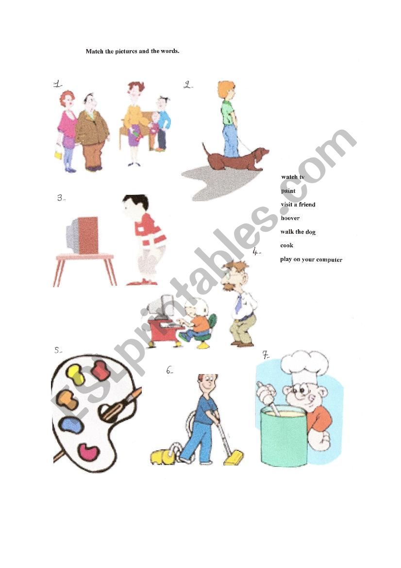 Activities vocabulary worksheet