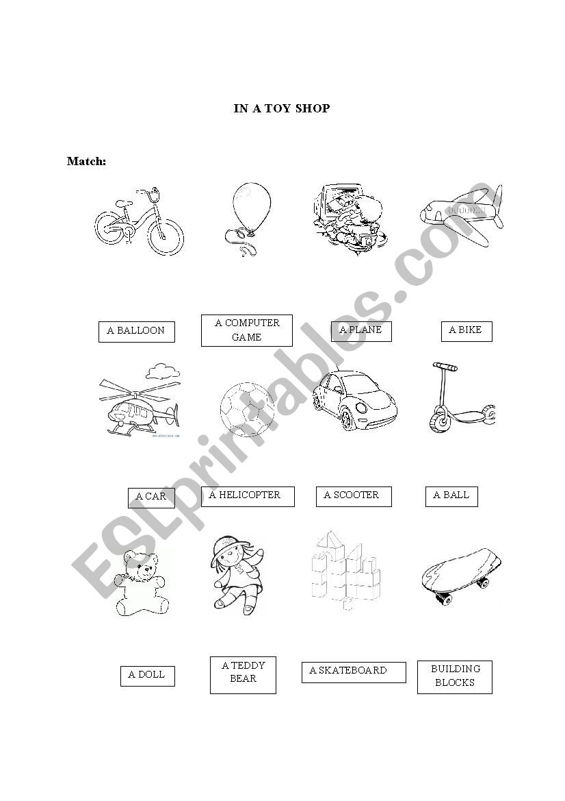 In a toy shop worksheet