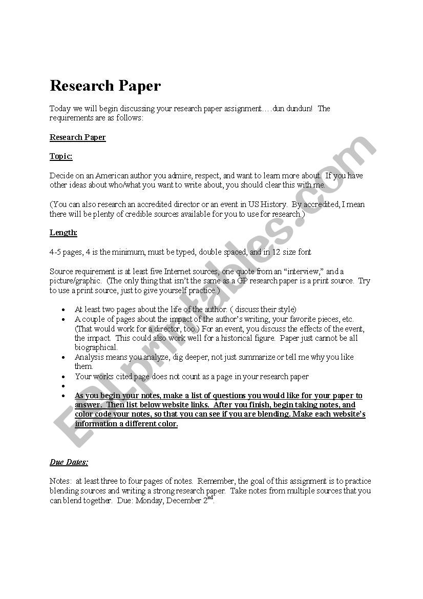 Start your research worksheet