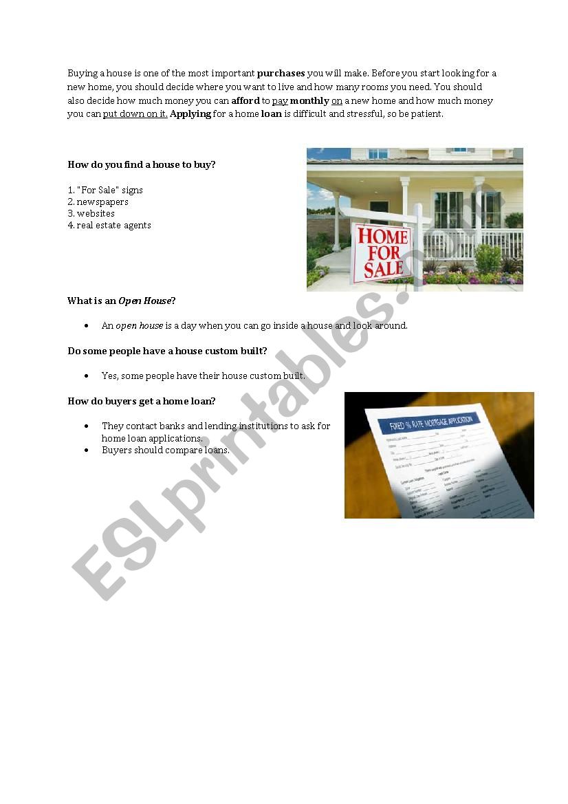 real estate worksheet