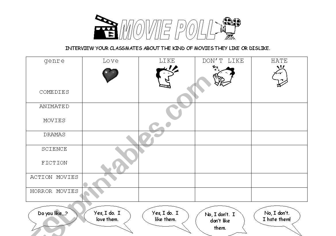 Movie Poll worksheet