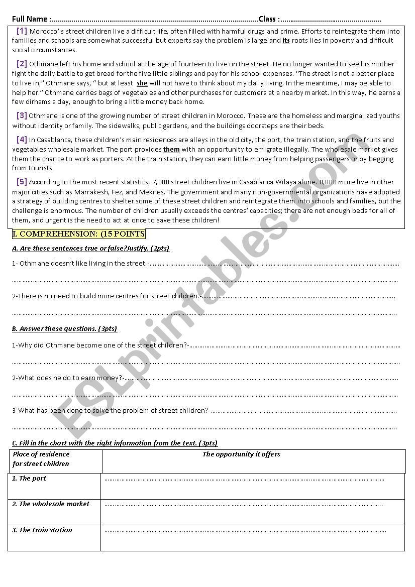 A Gobal Test about Street children