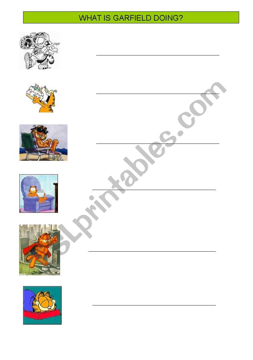 What is Garfield doing? worksheet