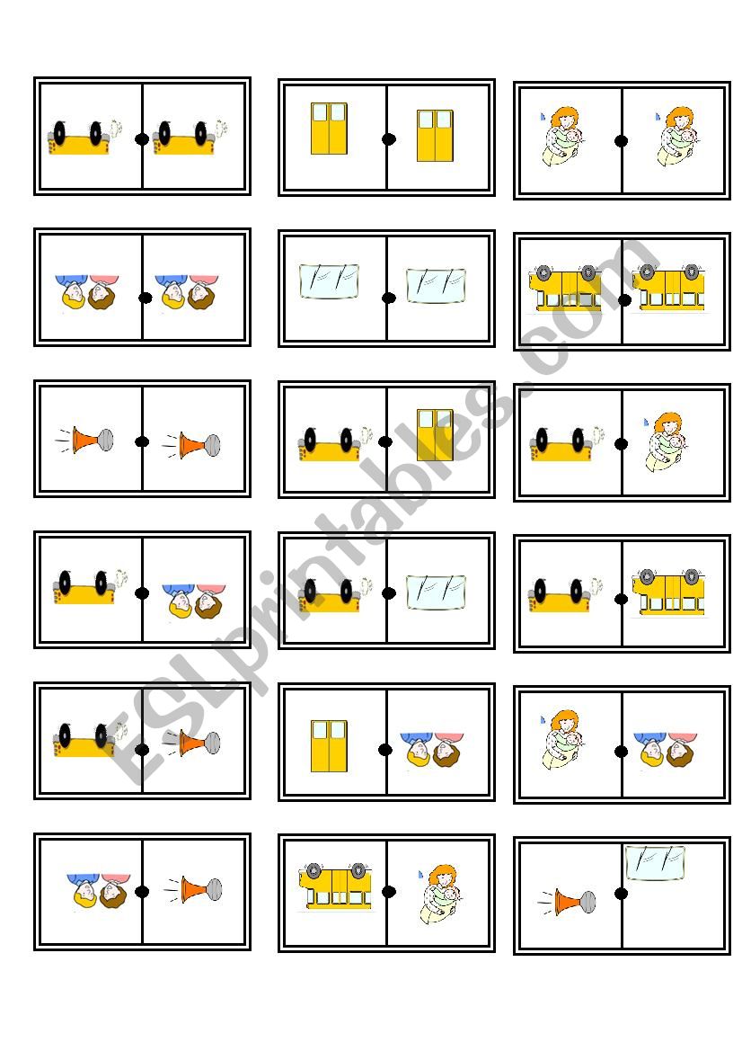 wheels on the bus domino worksheet