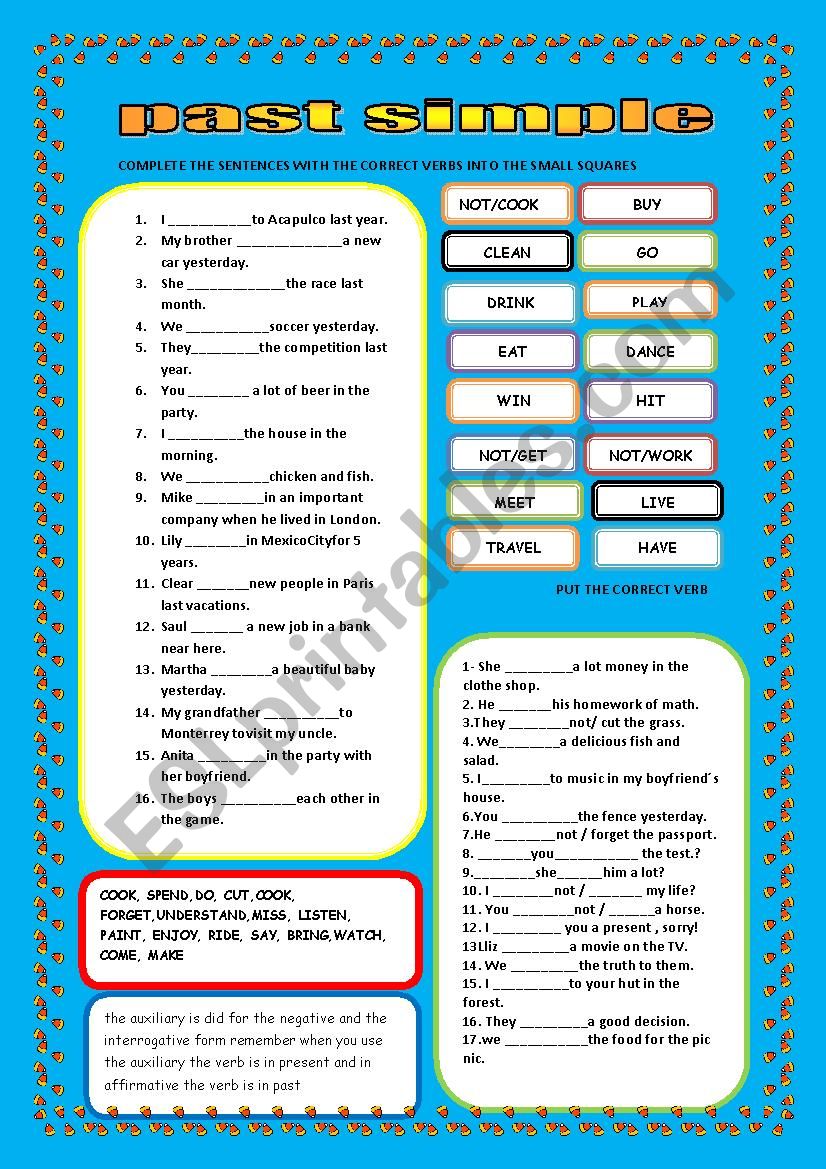 PAST SIMPLE  worksheet