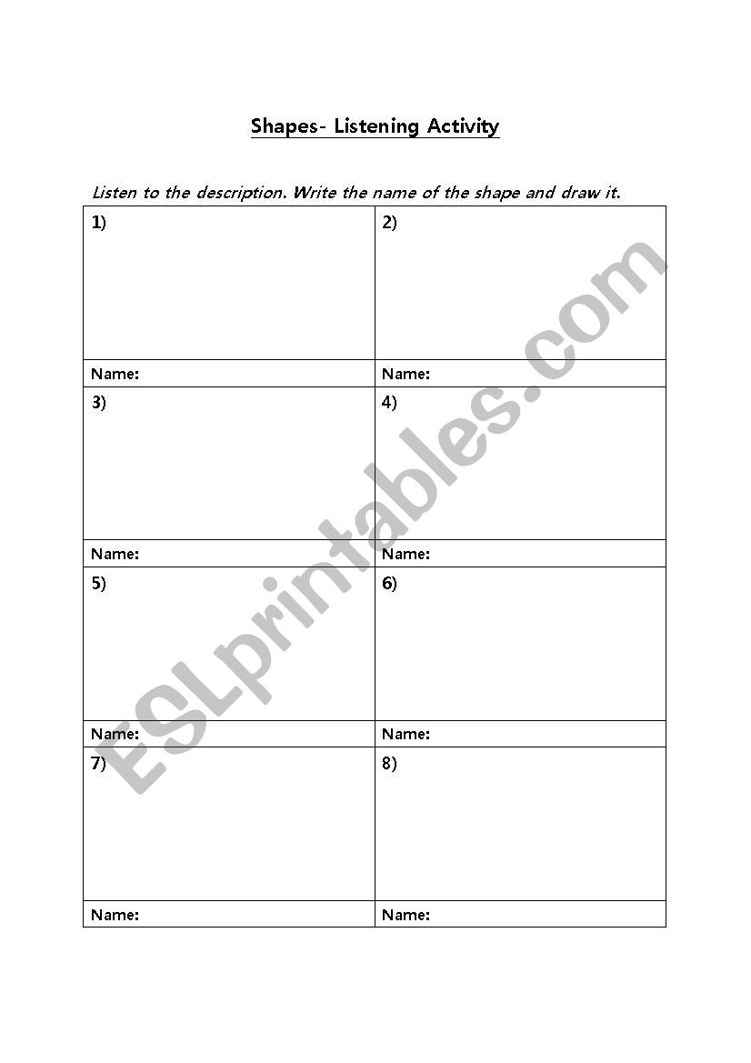 2D shapes worksheet