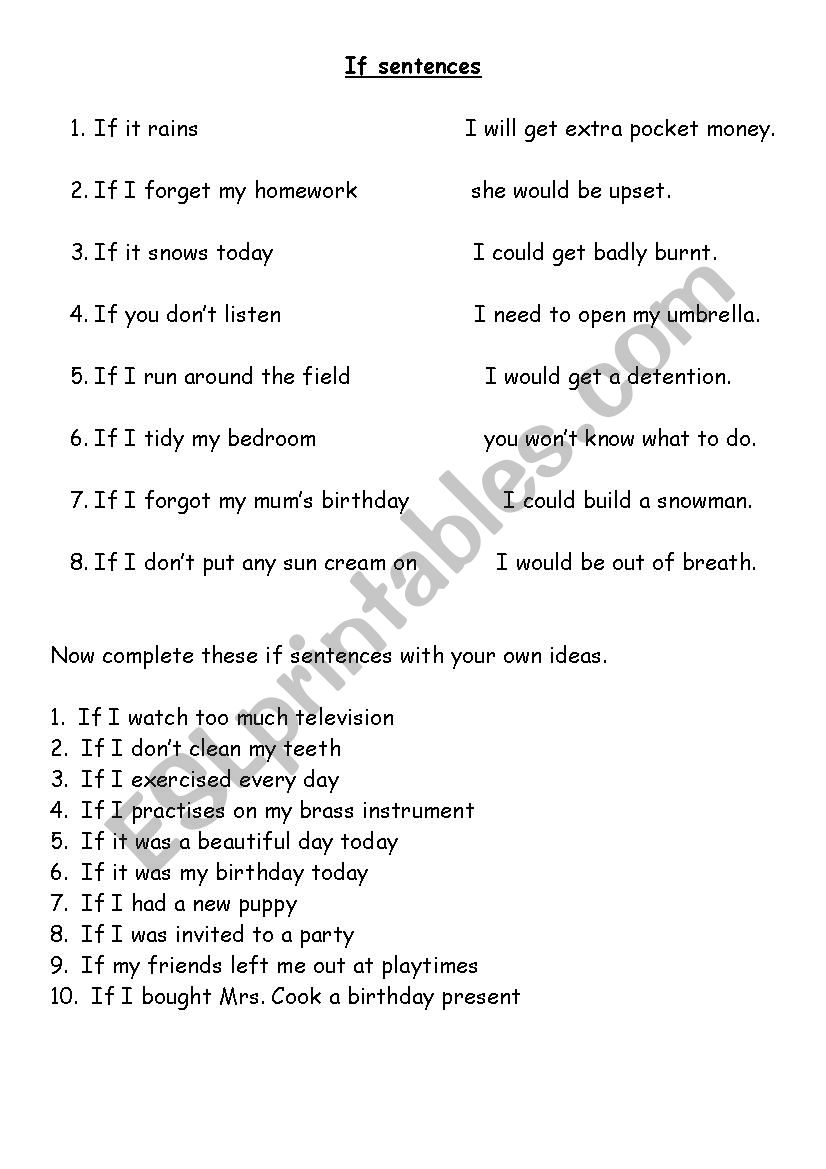 Conditional Sentence worksheet