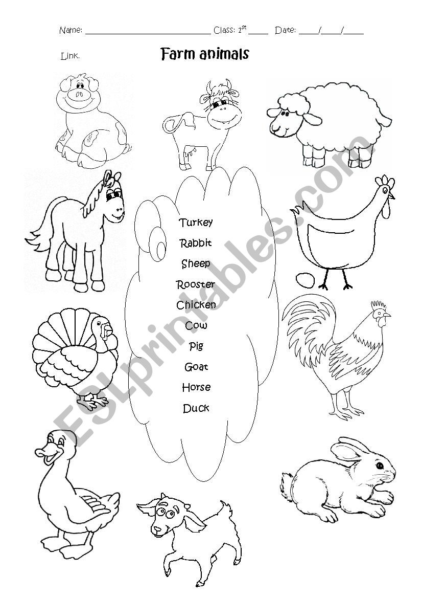 farm animals worksheet