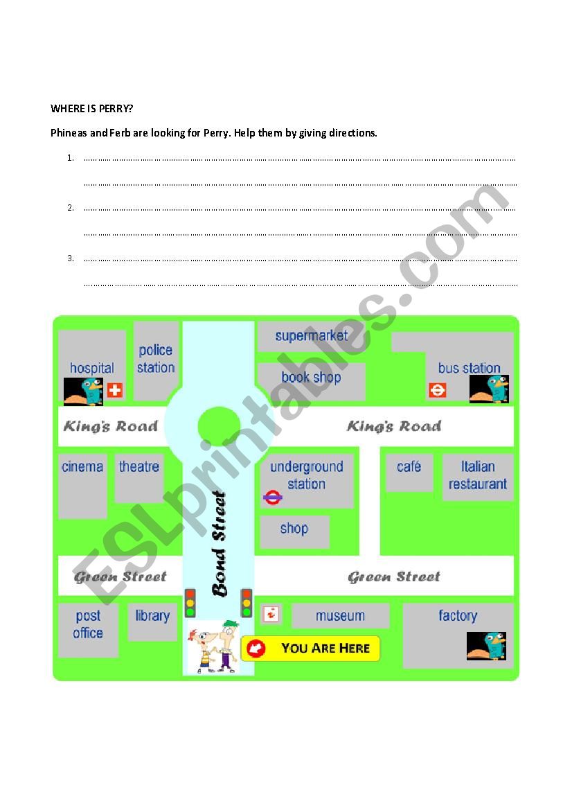 giving directions  worksheet