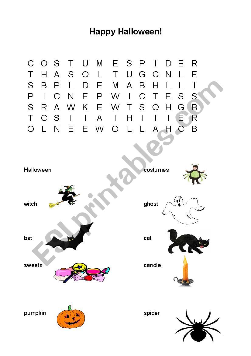 Halloween Wordsearch Filler worksheet