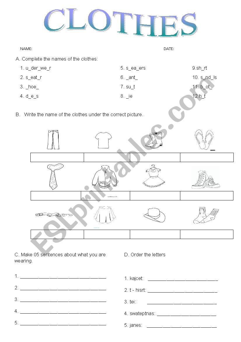 CLOTHES II worksheet