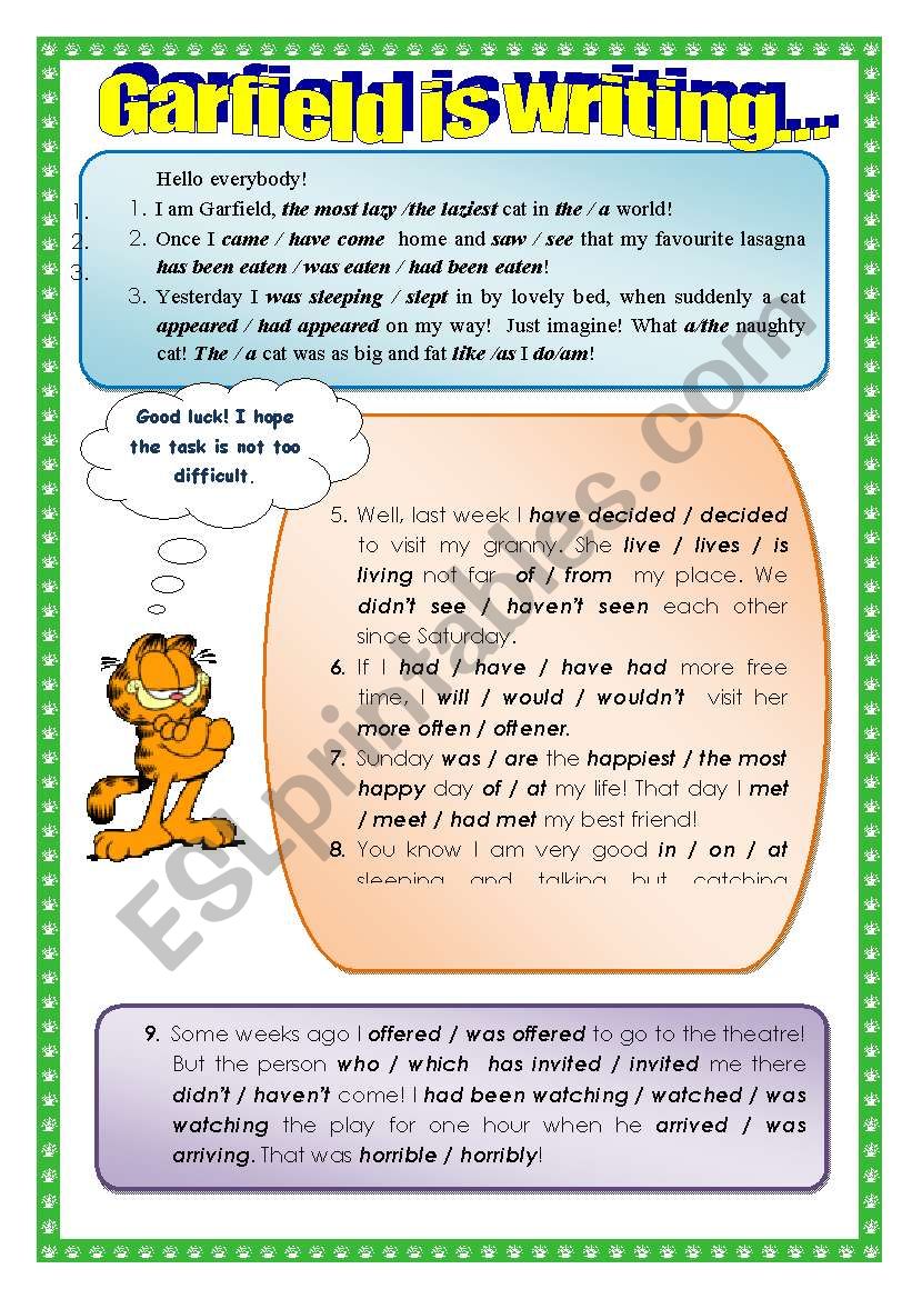 GarfieldÂ´s Letter. New design.