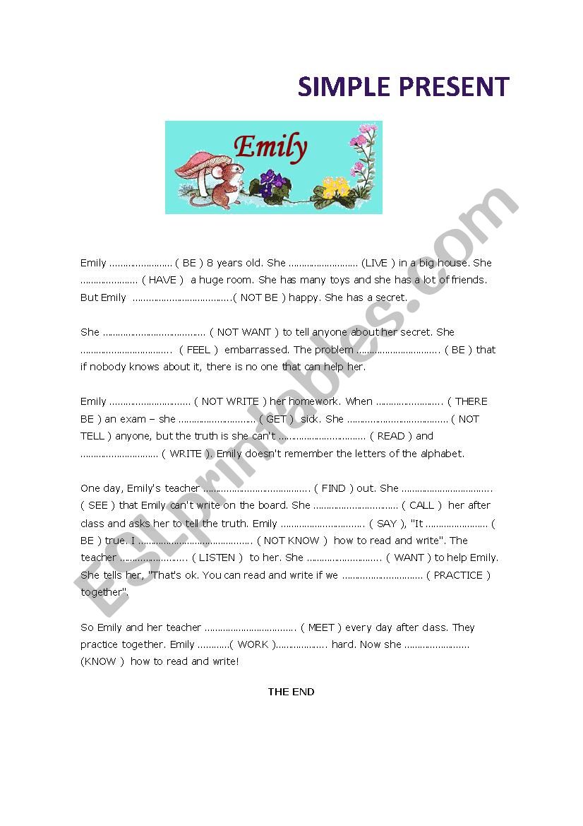 EMILY SIMPLE PRESENT worksheet