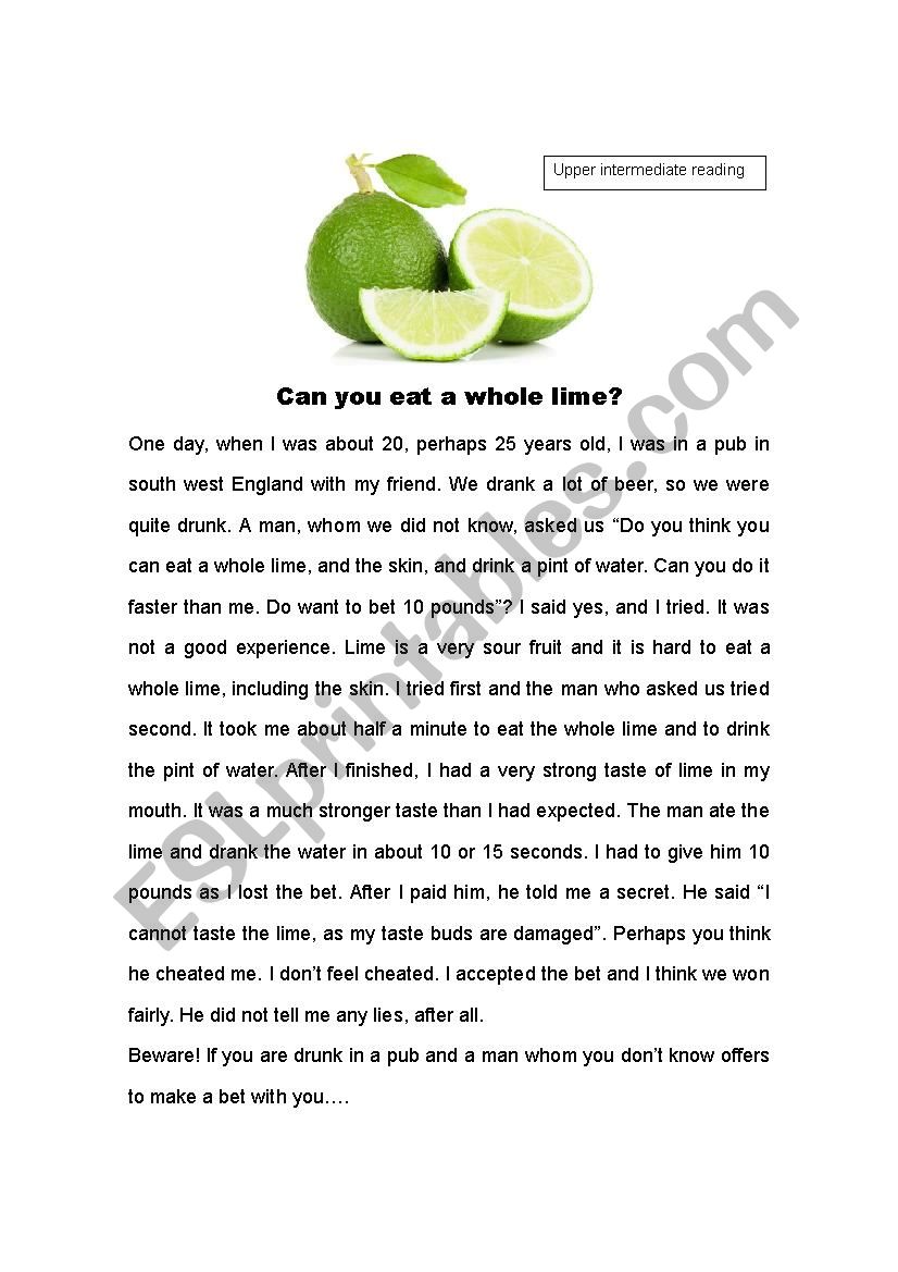 Reading: Can you eat a whole lime?