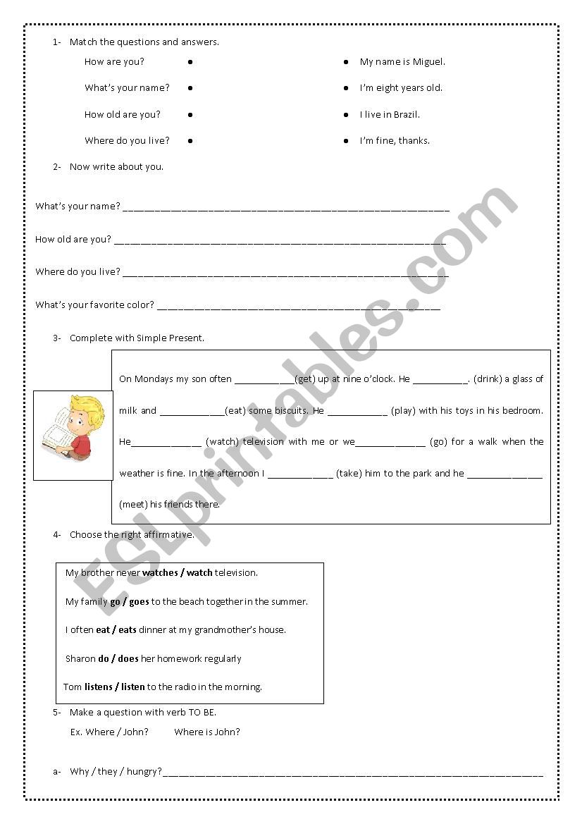 Englis test  worksheet