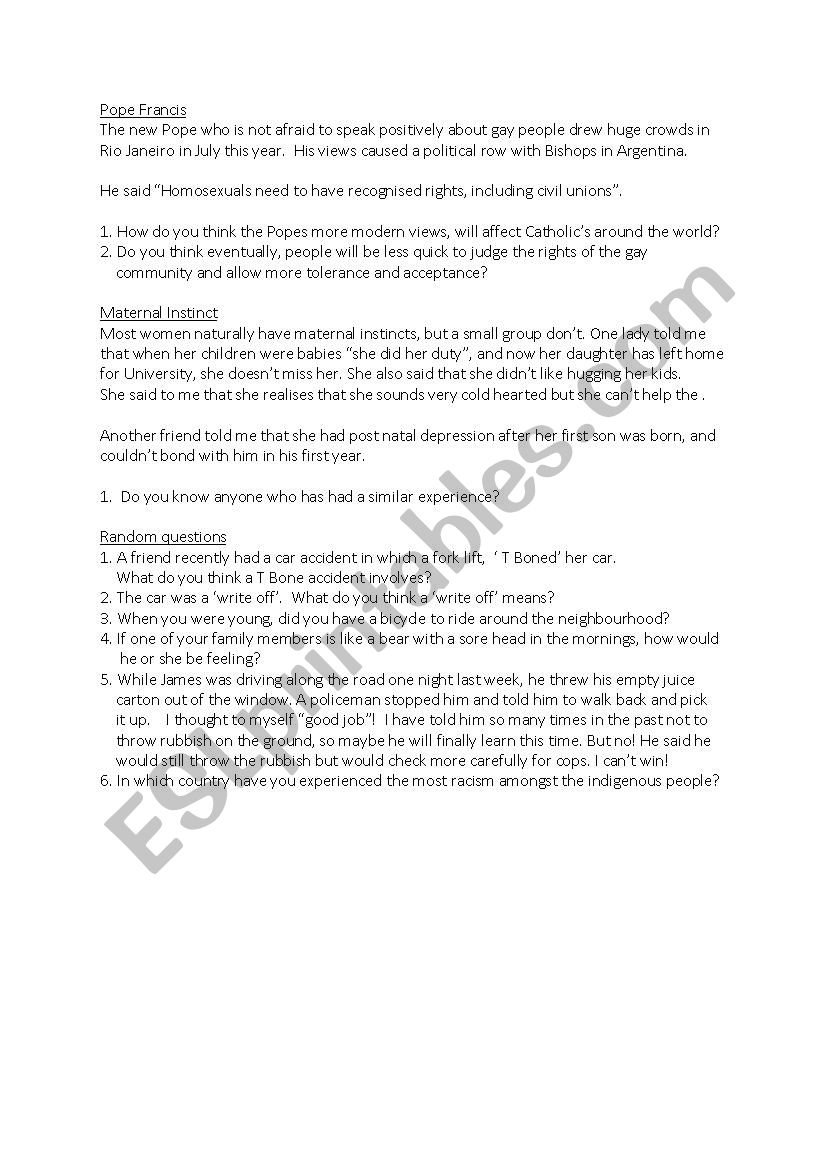 conversation worksheet