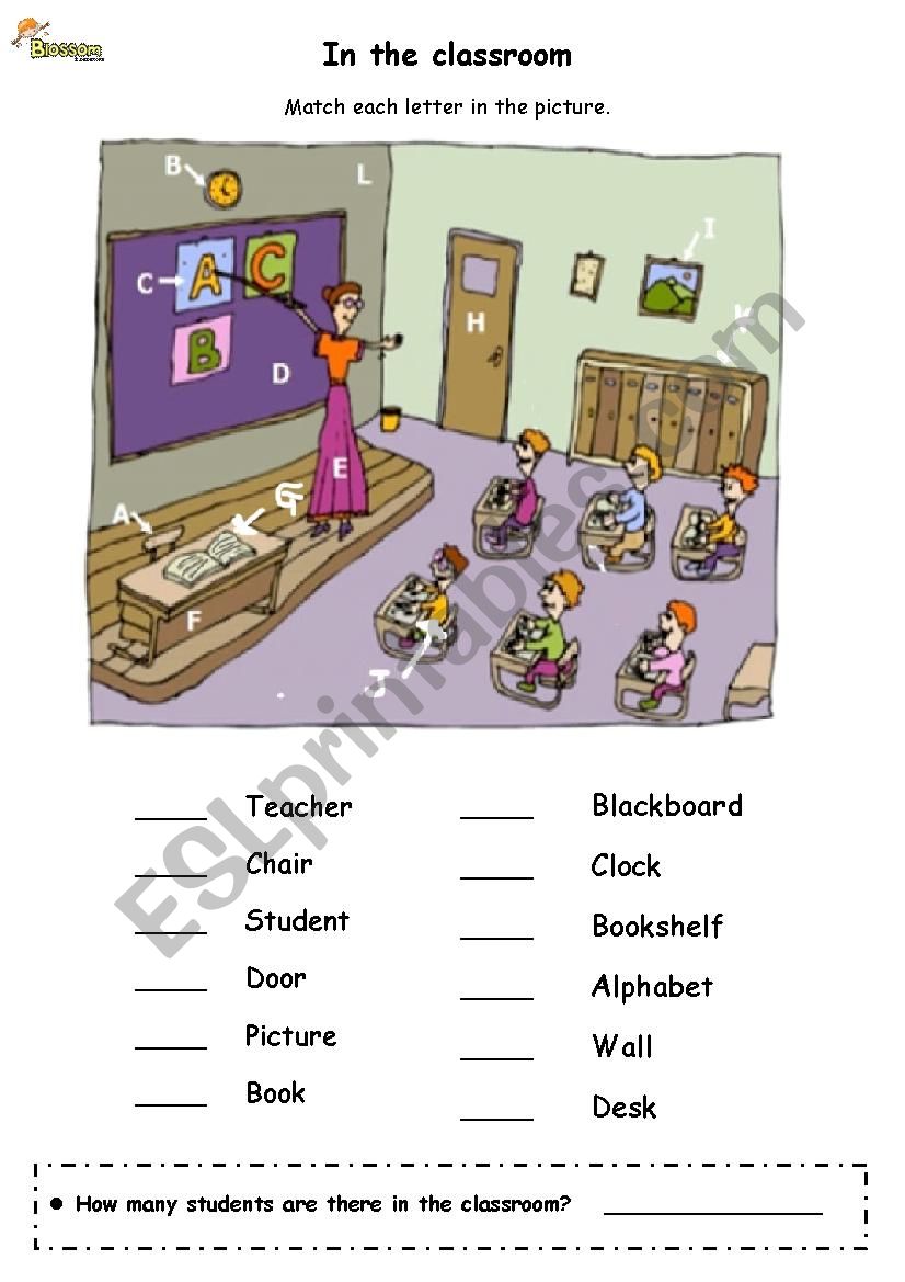 Classroom objects worksheet