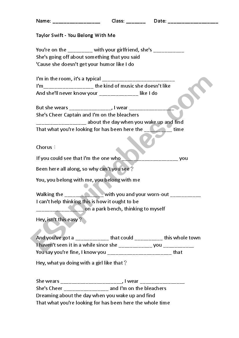 Listening activities worksheet