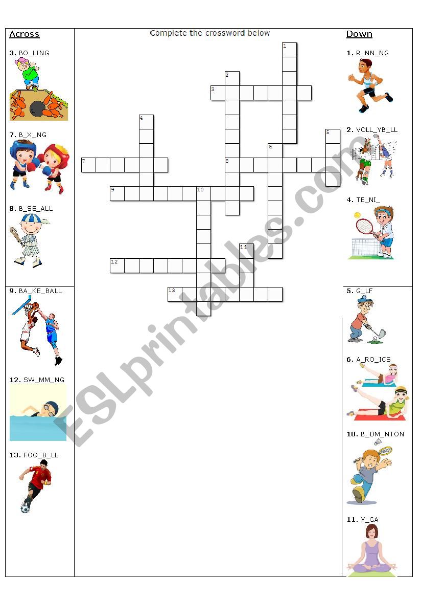 Sport Crossword worksheet