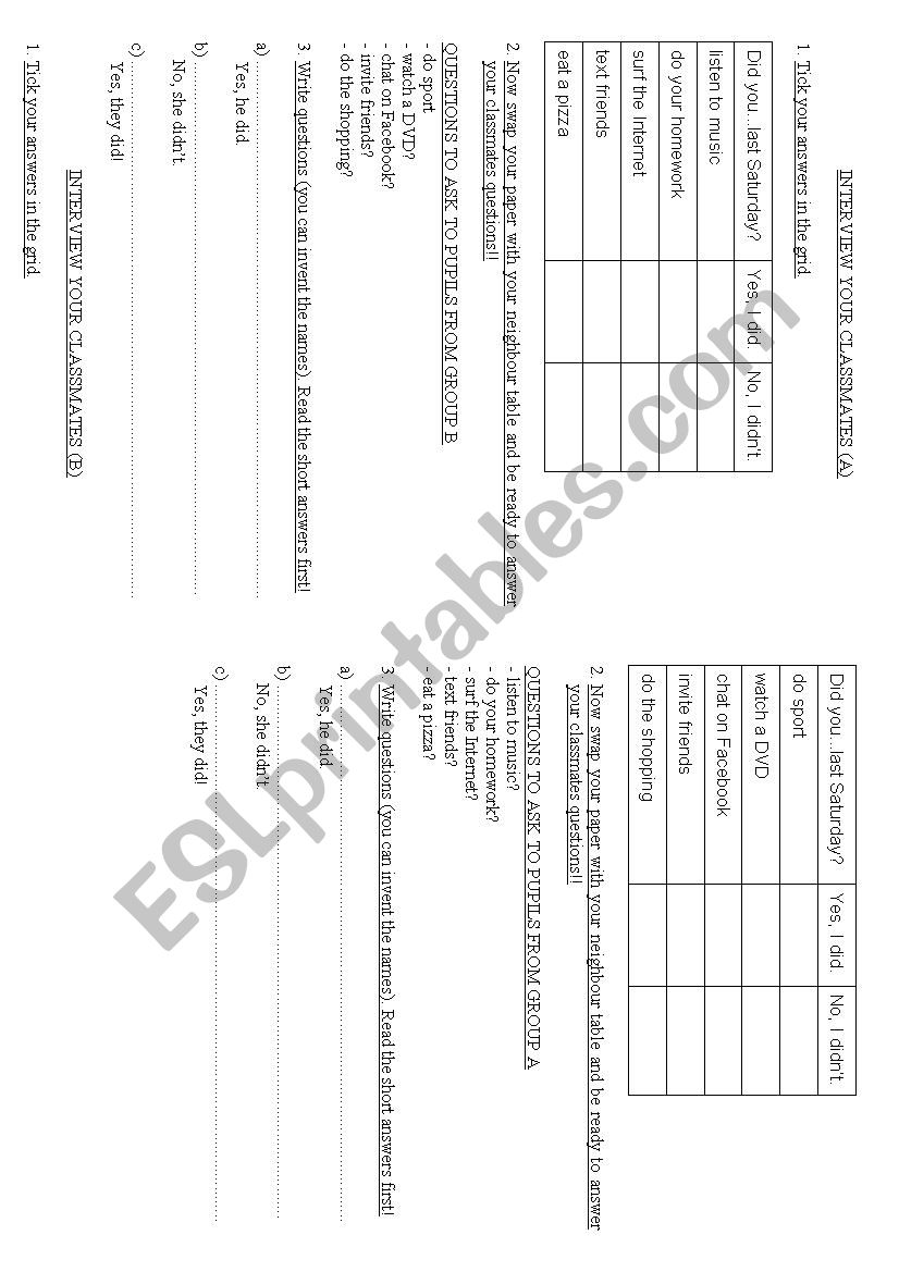 DID PAIRWORK worksheet