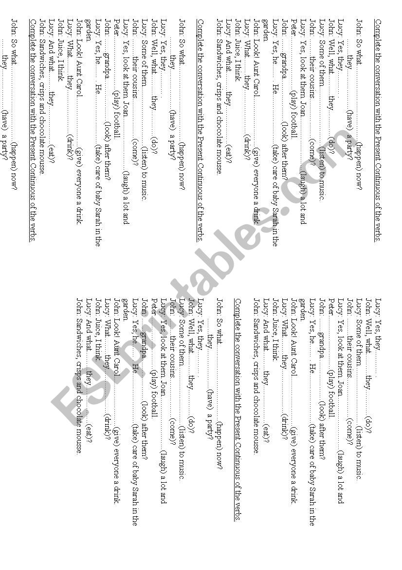 PRESENT CONTINUOUS EXERCISE worksheet