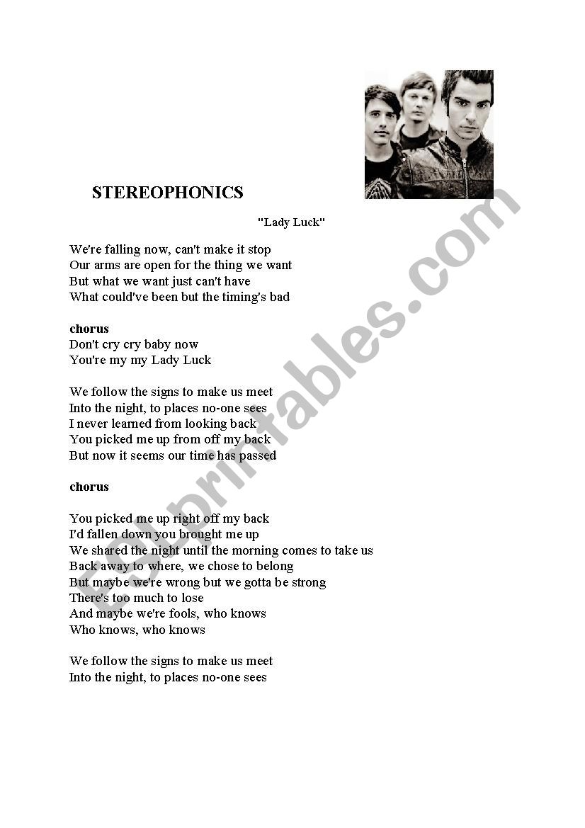 Stereophonics song Lady Luck