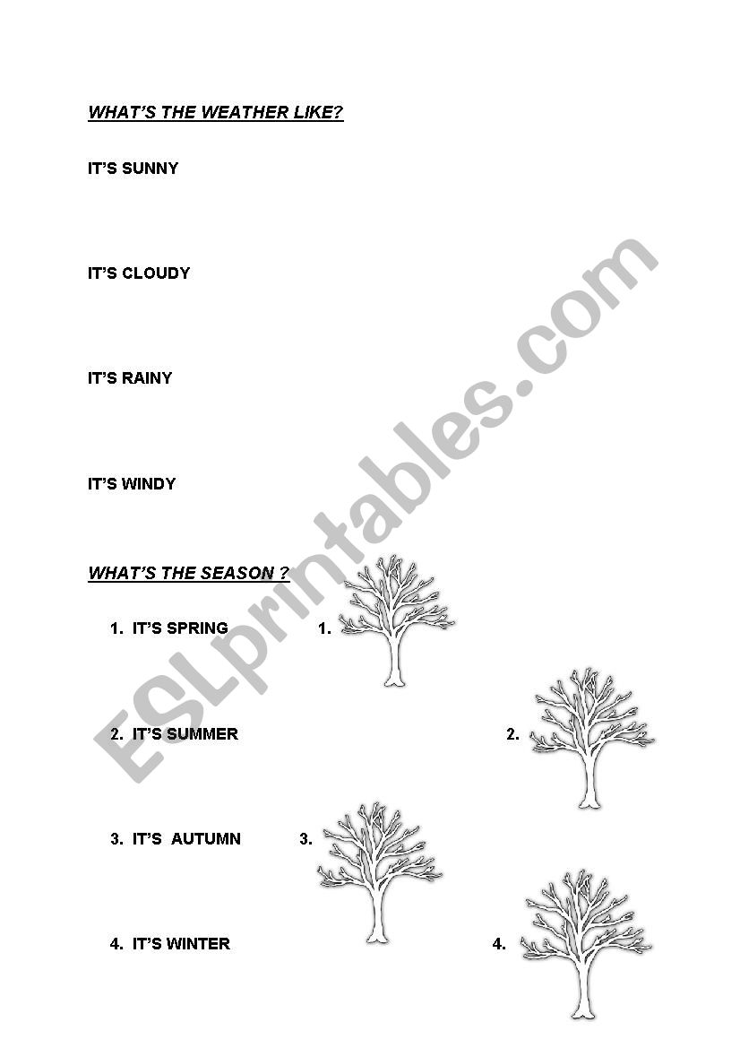 Seasons & weather worksheet