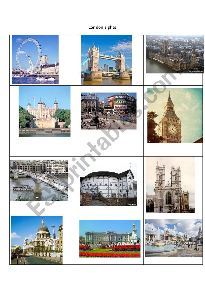 London Sightseeing worksheet