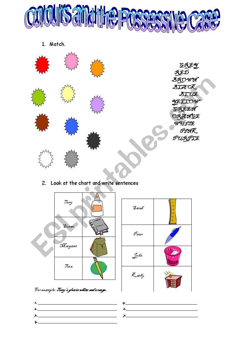 Colours and Possessive Case  worksheet