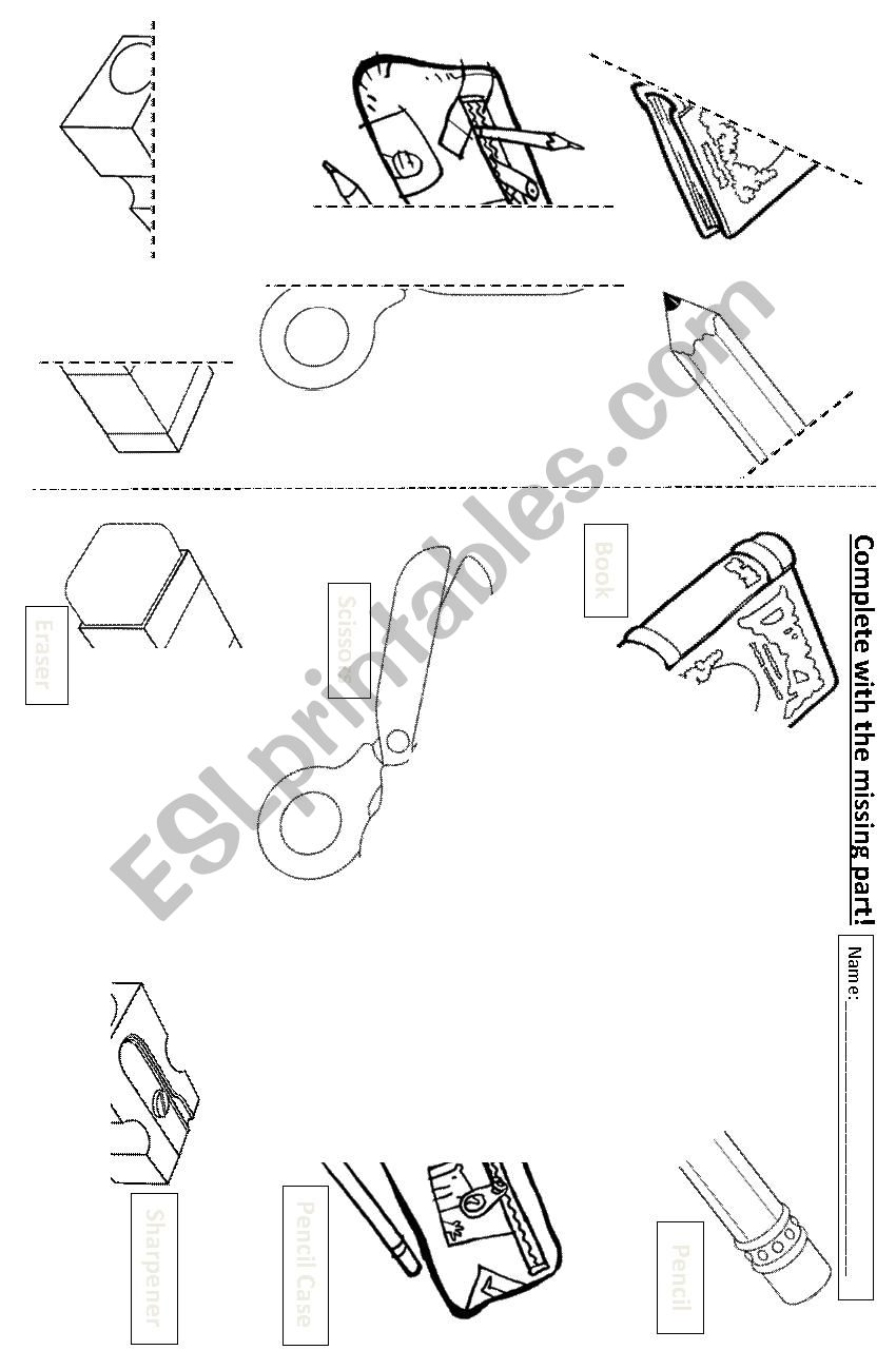 School supplies worksheet