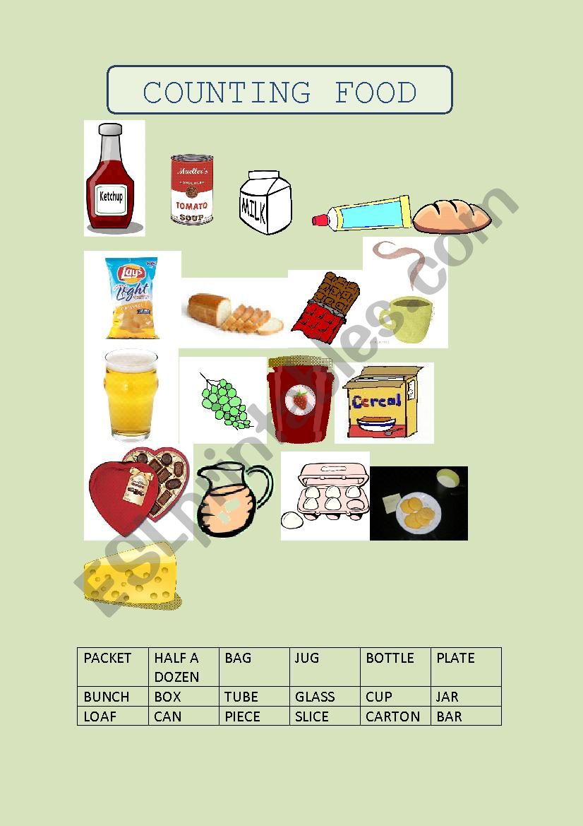 COUNTING FOOD worksheet