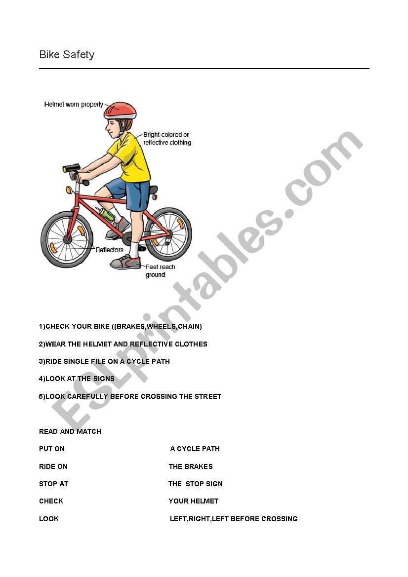 SAFETY BIKE worksheet