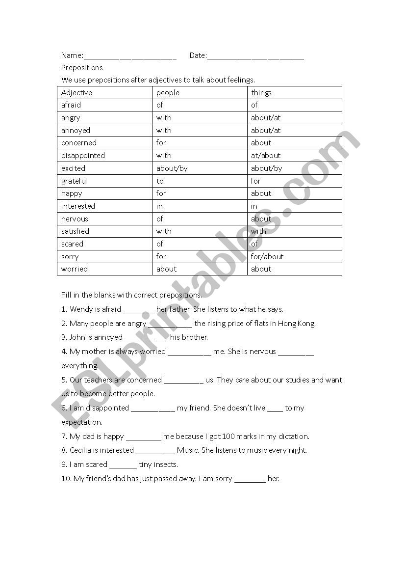 use of prepositions after adjectives