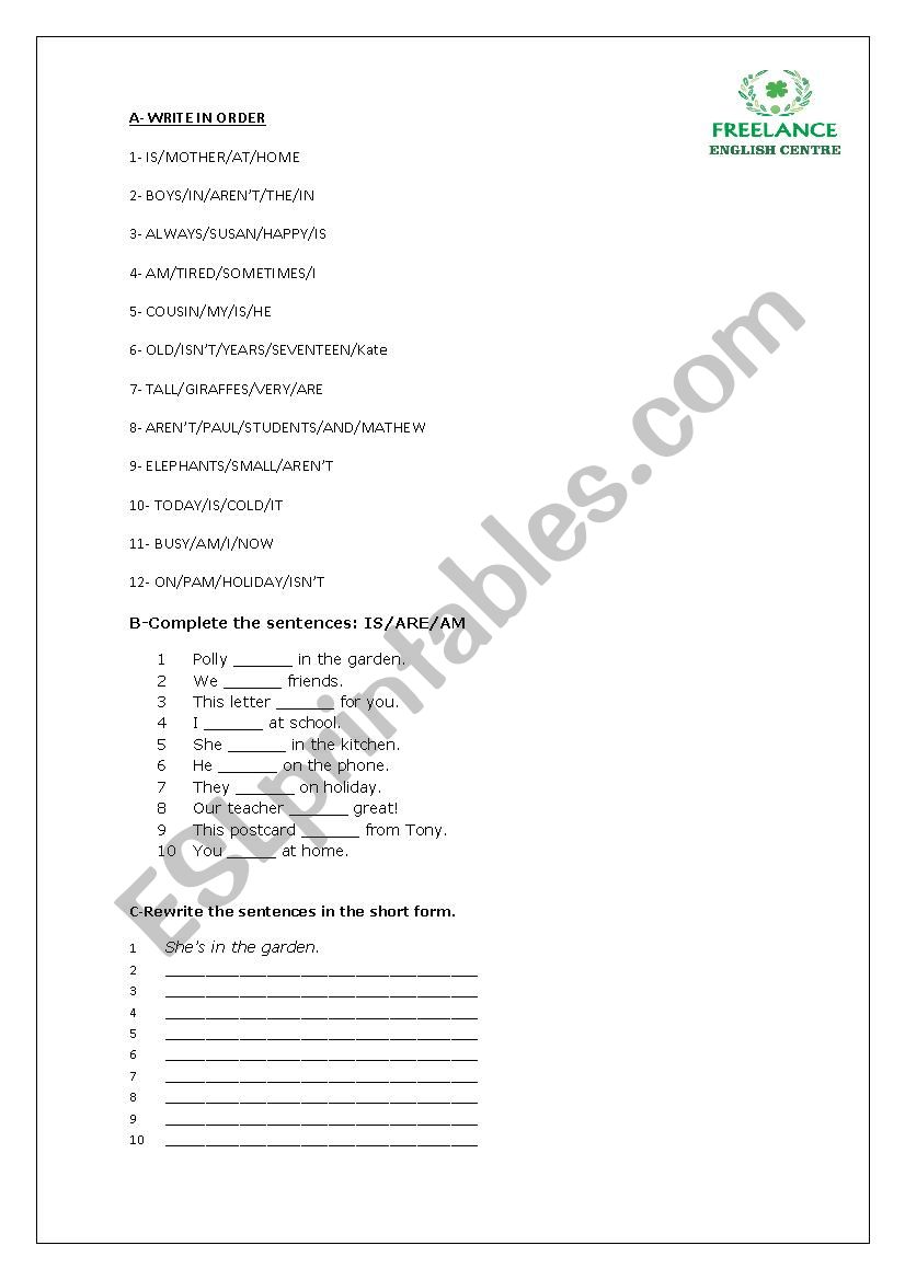 TO BE and HAVE GOT worksheet worksheet