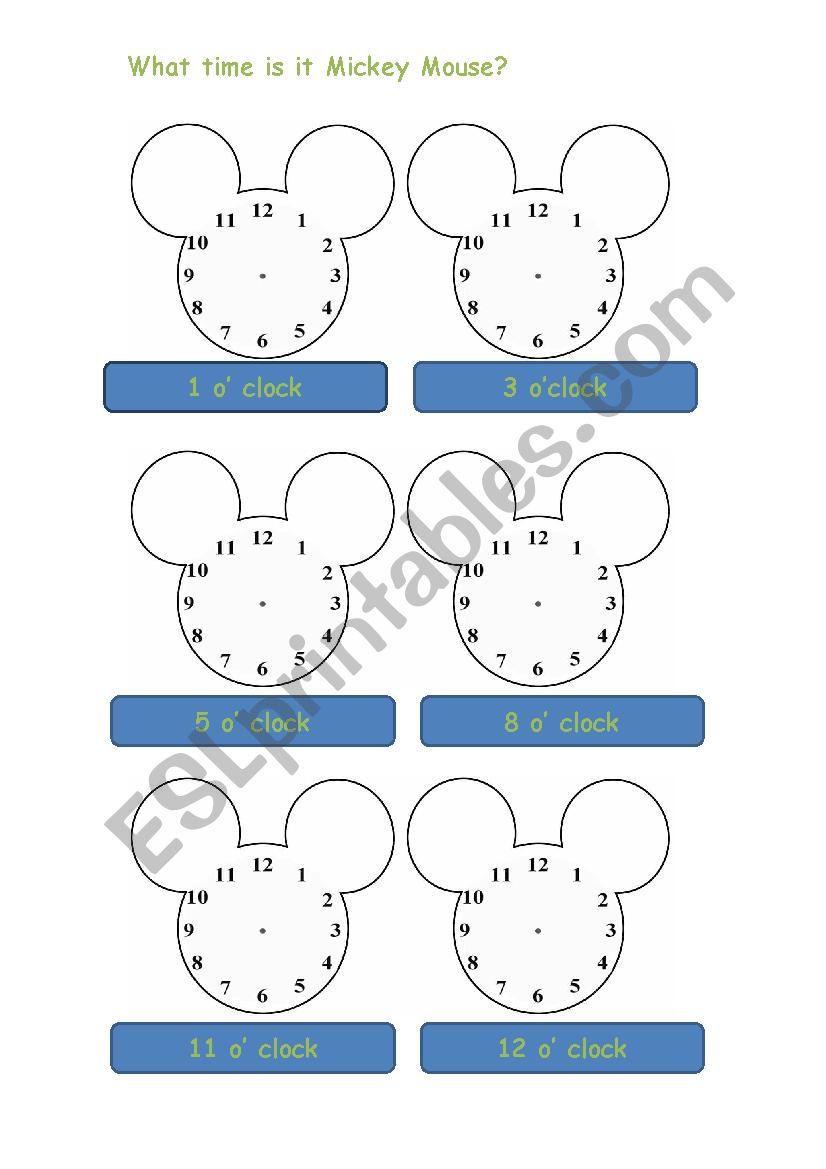 What time is it Mickey Mouse? worksheet