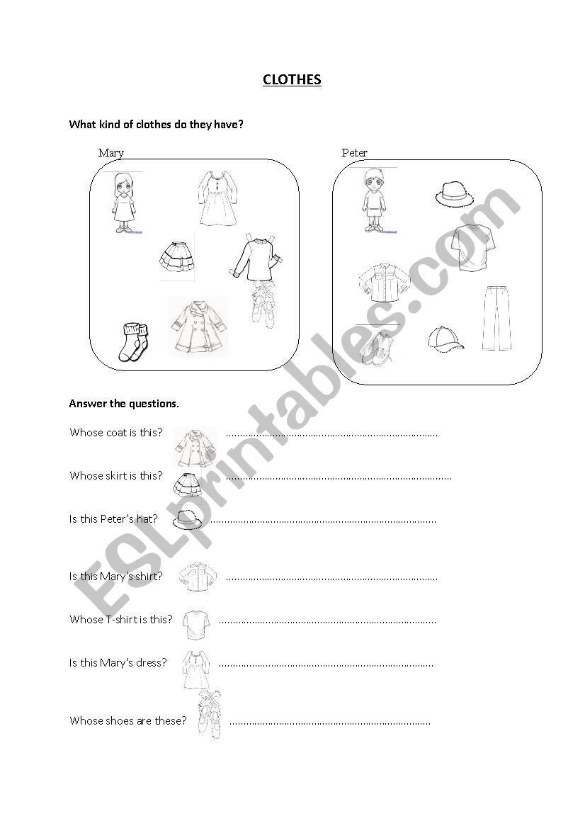 clothes worksheet
