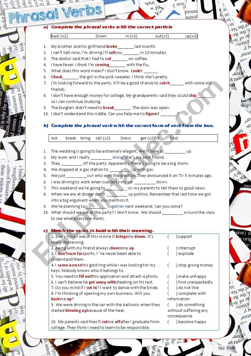 Phrasal Verbs in Context worksheet