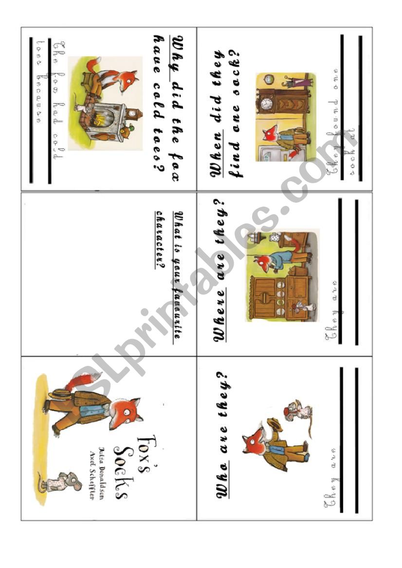 Foxs socks minibook worksheet