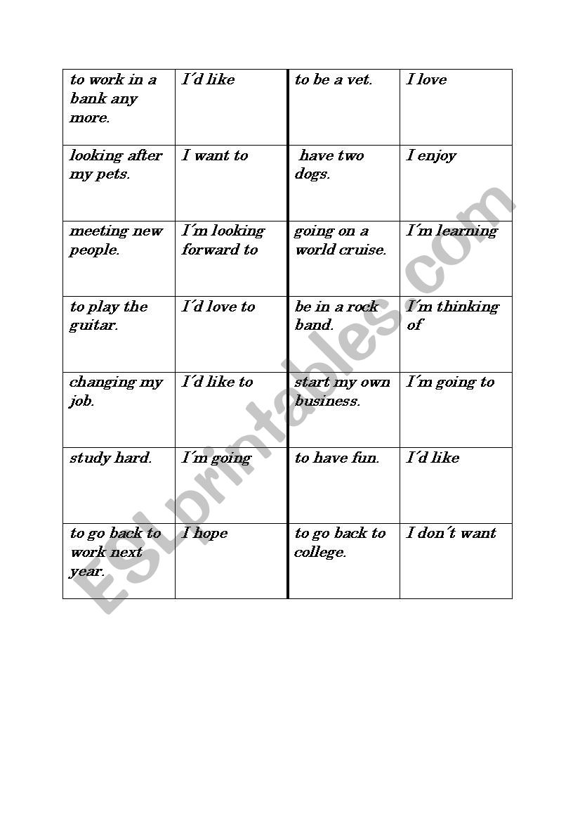 Verb patterns dominoes - gerunds and infinitives