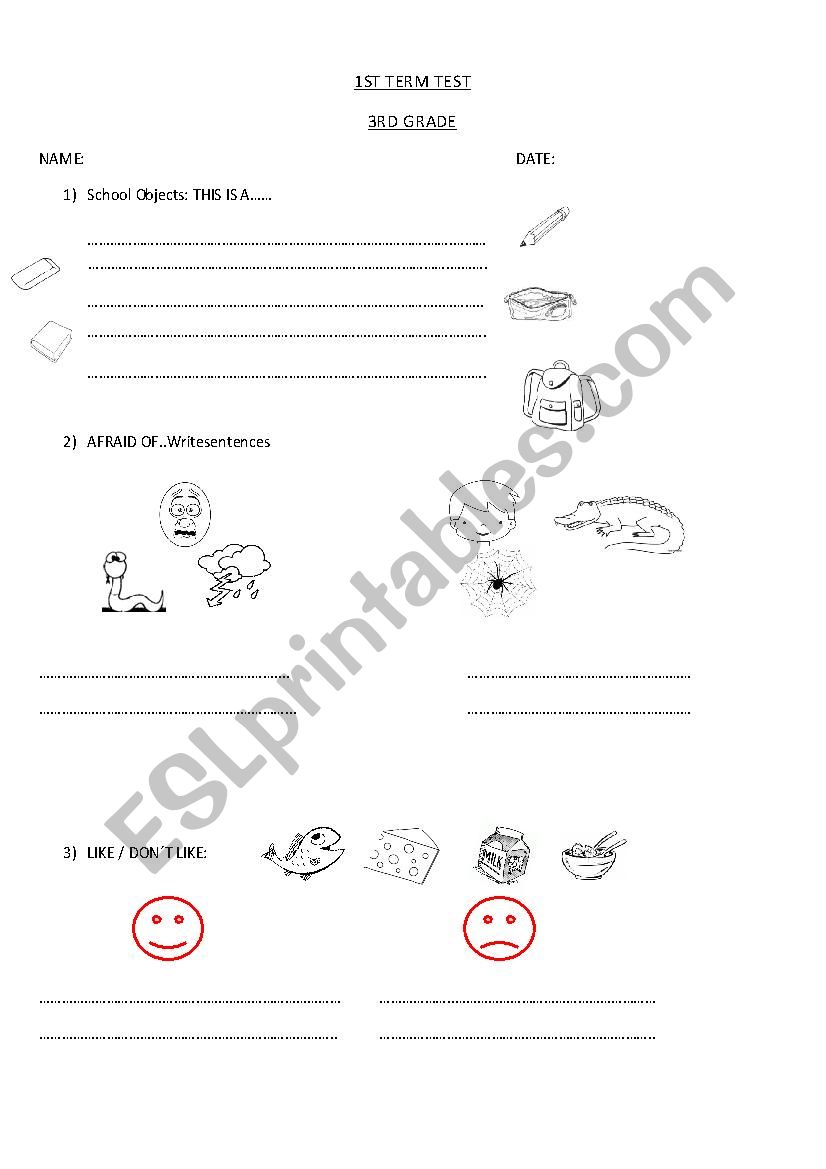 worksheet or test worksheet