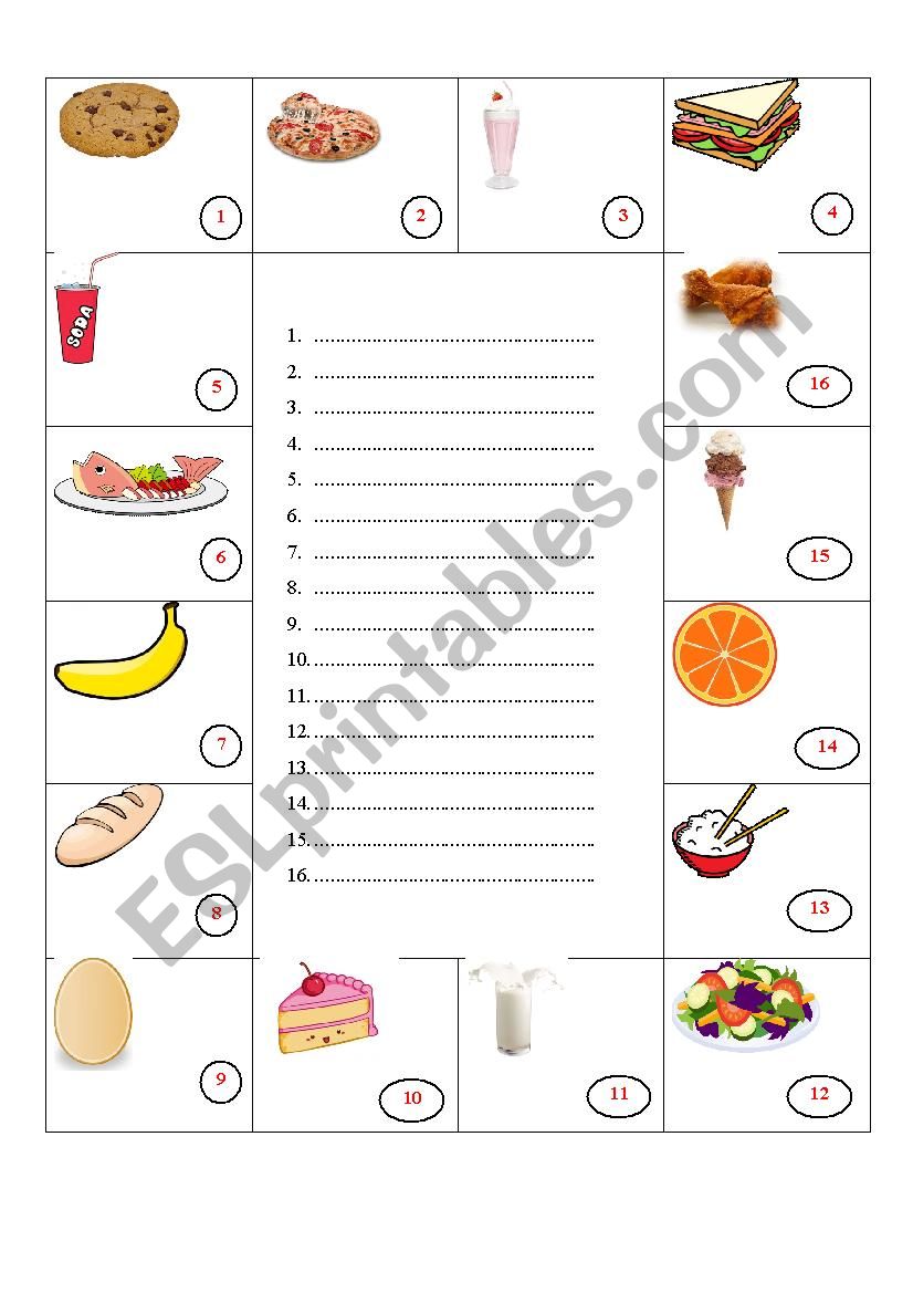 food game for kid worksheet