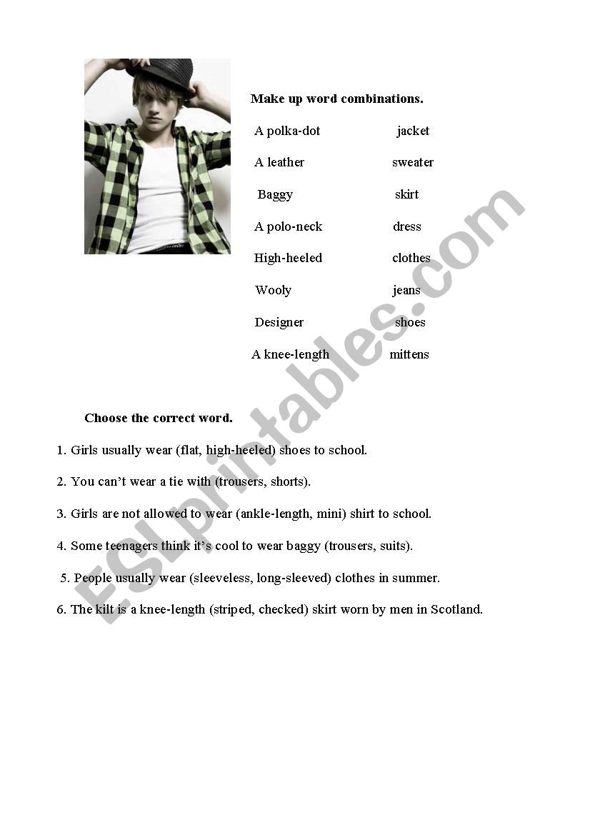 describing clothes worksheet