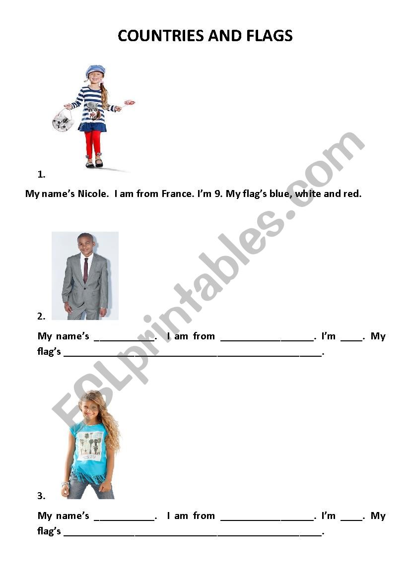 Countries and Flags worksheet