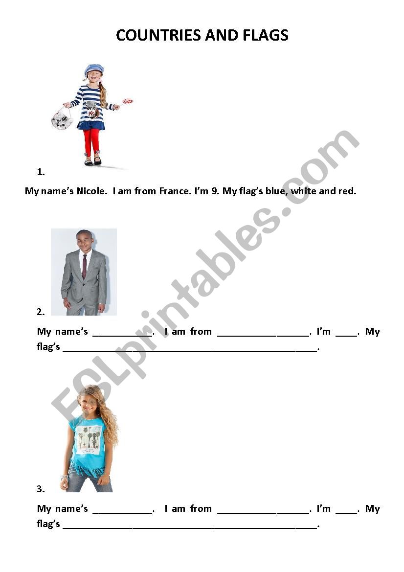 Countries and Flags worksheet